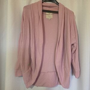 Simply Southern Waffle Knit Cardigan Open Front Relaxed Fit Mauve Small